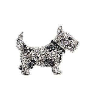 Diamond and Black Silver Terrior Dog Pin